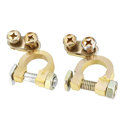 uxcell Top Post Battery Terminal Positive Negative Clamps Set Brass for Car Truck Vehicle 1 Pair