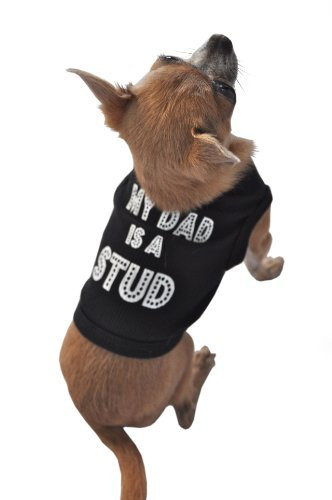 Ruff Ruff and Meow Dog Tank Top  My Dad is a Stud  Black  Large