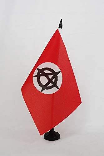 AZ FLAG Anarchism White Ring Table Flag 5   x 8     Anarchist Desk Flag 21 x 14 cm   Black Plastic Stick and Base