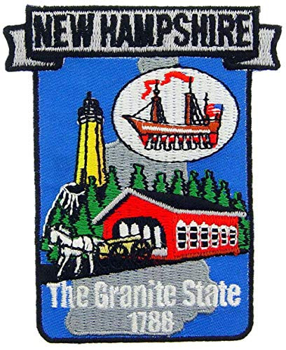 New Hampshire State Shaped Map Embroidered Patch  with Iron On Adhesive