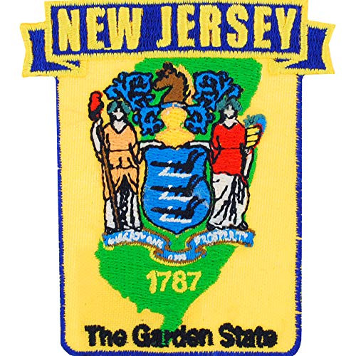 New Jersey State Shaped Map Embroidered Patch  with Iron On Adhesive