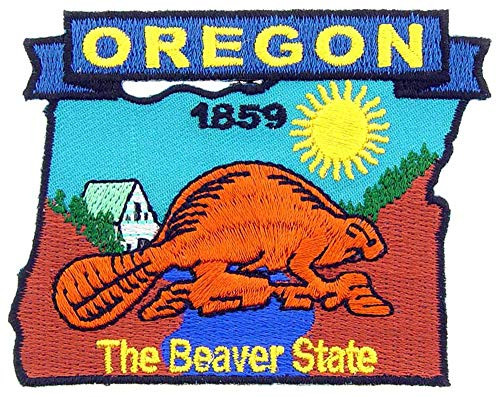 Oregon State Shaped Map Embroidered Patch  with Iron On Adhesive
