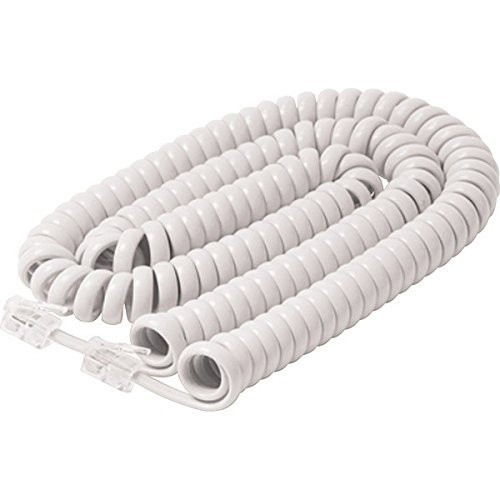 25  Feet White Coiled Telephone Phone Handset Cable Cord by Bistras