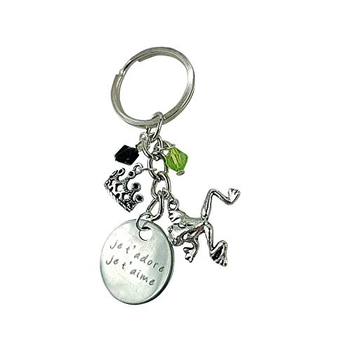Art Attack Paris France Je T Aime Et Je T adore Keychain  Kissing Frog Princess Queen King Crown Key Ring