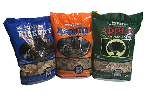 Western Perfect BBQ Smoking Wood Chips Variety Pack - Bundle (3) - Most Popular Flavors - Apple, Hickory & Mesquite