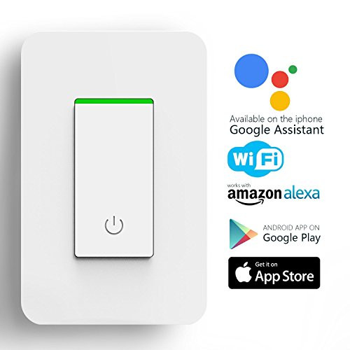 Smart Light Switch, WIFI Alexa Smart Switch Work with Amazon Alexa & Google Home, Timing Function, Overload Protection, No Hub Required (1-Pack)