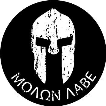 MOLON LABE Battle Helmet    3 pack  Full Color Printed    size  2  ROUND color  BLACK WHITE    Hard Hat  Helmet  Windows  Walls  Bumpers  Laptop  Lockers  etc
