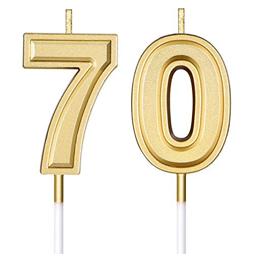 Frienda 70th Birthday Candles Cake Numeral Candles Happy Birthday Cake Candles Topper Decoration for Birthday Wedding Anniversary Celebration Supplies Gold Frienda 70th Birthday Candles Cake Numeral Candles Happy Birthday Cake Candles Topper Decoration for Birthday Wedding Anniversary Celebration Supplies Gold