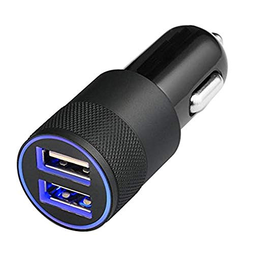 MMOBIEL Car Charger Incl  LED 2 USB Port High Speed IQ Technology Compatible with All Devices with 5V Output  Black