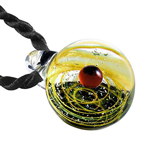 FTYtek Galaxy Necklaces for Women Universe Pendant Nebula Space Cosmos Design Unique Birthday for Lovers  Yellow