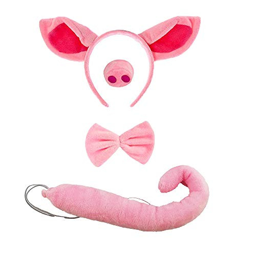 Pig Costume Pig Costume with Ear Headband and Nose Ears Tail Set One size Fits Kids  Pink