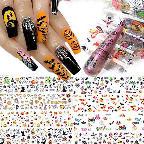 Halloween Nail Foil Transfer Sticker 10 Sheets Day of the Dead Halloween Nail Art Stickers Pumpkin Spider Skull Ghost Nail Decals Wraps Foil Transfer Adhesive Designs Acrylic Tip DIY Nail Decoration Halloween Nail Foil Transfer Sticker 10 Sheets Day of the Dead Halloween Nail Art Stickers Pumpkin Spider Skull Ghost Nail Decals Wraps Foil Transfer Adhesive Designs Acrylic Tip DIY Nail Decoration