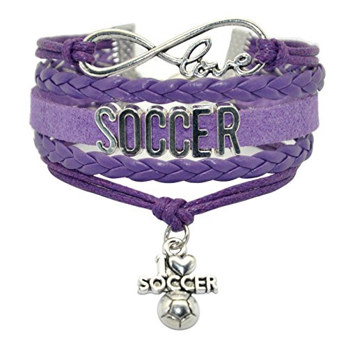 HHHbeauty Infinity Soccer Bracelet Jewelry Cute Soccer Ball Charm Bracelet Friendship Gift for Women Girls Men Boys Teens Including Fantastics Infinity Love Charm  Letters  Soccer Charm  Purple