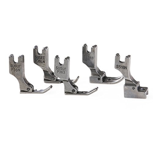 WINOMO 5Pcs Presser Feet for Juki Industrial Sewing Machine S518NS P36LN P36N P35 P363  Silver