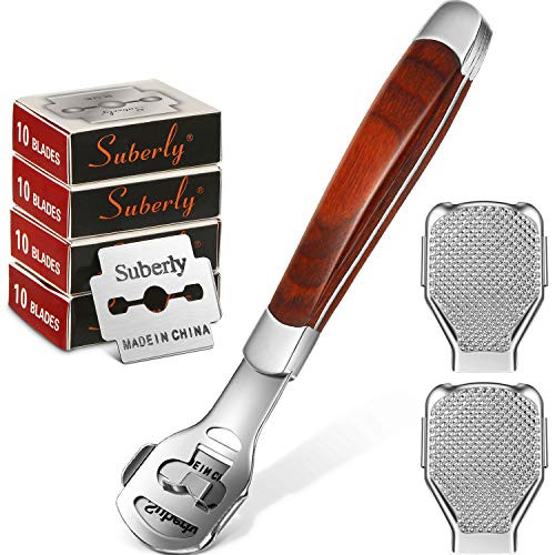 43 Pieces Callus Shaver Foot Scraper Callus Remover Foot Files Wood Handle Stainless Steel Dead Hard Skin Remover Tools Manual Pedicure Tools Kit for Foot Hand Care Removing Solid Cracked Skin