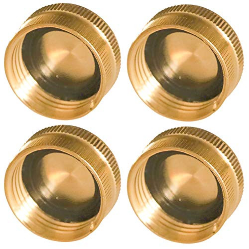 Hourleey Brass Garden Hose End Caps  4 Pack 3 4  Garden Hose End Caps with Washers