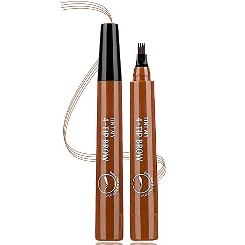 Eyebrow Tattoo Pen  Liquid Eyebrow Pencil  Microblading Eyebrow Pen  4 Point Eyebrow Pen Tattoo Eyebrow With Precision Applicator Long Lasting  Waterproof  2 pc set   Light Brown