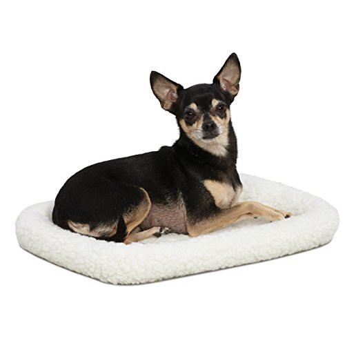 18L Inch White Fleece Dog Bed or Cat Bed w  Comfortable Bolster   Ideal for  Toy  Dog Breeds   Fits an 18 Inch Dog Crate   Easy Maintenance Machine Wash   Dry   1 Year Warranty