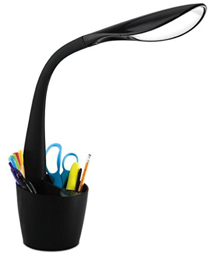 OttLite A12G59-FFP Led Desk Space Organizer Lamp, 4 Brightness Settings, Flexible, Office Lamp, 14.25" x 13.25" x 5.0625" , Black