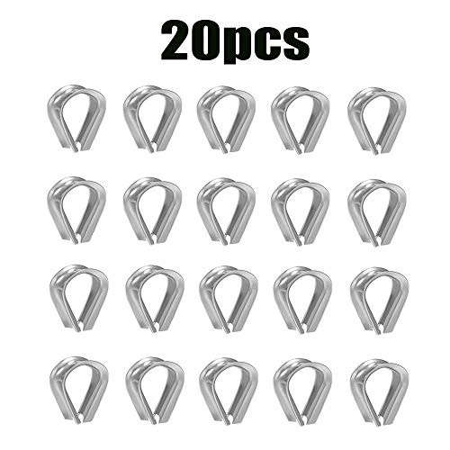 hesmartly 30 PCS  M3  304 Stainless Steel Wire Rope Cable Thimbles Rigging for 1 8 Inche   3 32 Inche Diameter Wire Rope