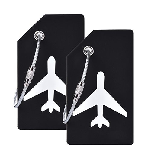 2Pcs Black Silicon Travel Luggage Tags Suitcase Luggage Bag Tags  Travel Airlines Baggage ID Name Label