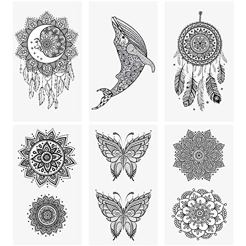 glaryyears 20 Sheets Small Mandara Temporary Tattoos for Women Men  Moon Dreamcatcher Flower Fake Tattoo Stickers Waterproof on Hand Arm Wrist Body Art 2 4  x4 1