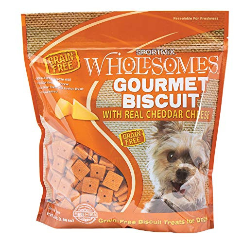 Sportmix Wholesomes Gourmet Biscuit With Real Cheddar Cheese Grain Free Dog Treats  3 Lb