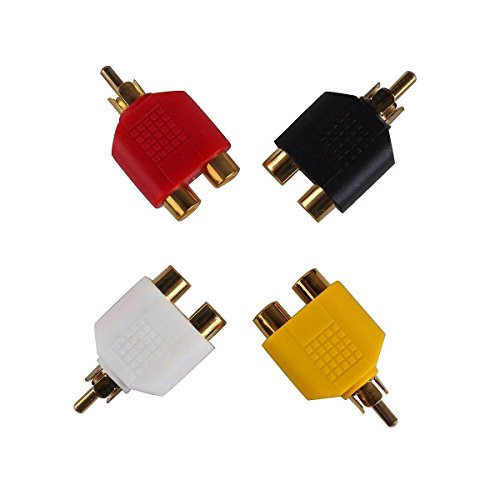 Besmelody RCA Y Splitters  1 Male Jack to 2 Female Plugs  Connector AV Audio Video Adapter   4 Pack