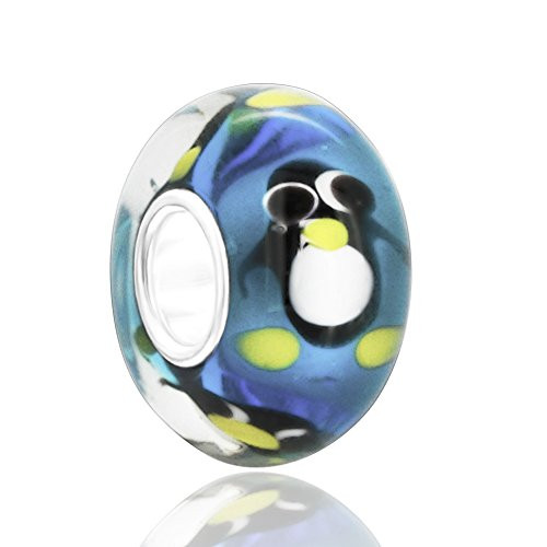 Penguin Murano Glass Bead 925 Sterling Silver Bead Fits European Charm Bracelet