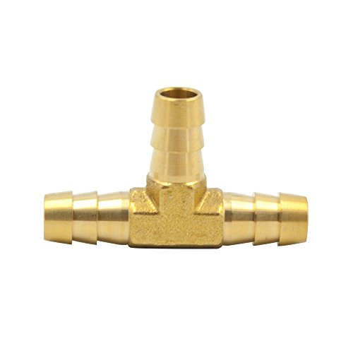 VIS Brass Hose Splicer Fitting  Tee  1 4  Barb x 1 4  Barb x 1 4  Barb  Pack of 1