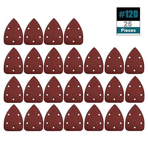 Acroma 25 Pieces 5 1 2 Inch 5 Holes Hook and Loop Mouse Detail Sander Sandpaper 120 Grit Mouse Sander Pads Sandpaper Assortment for Mouse Detail Sander Sandpaper Assortment