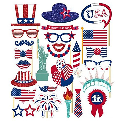 4th of July Photo Props for American Independence Day Patriotic Photo Booth Props Party Decorations Party Favors