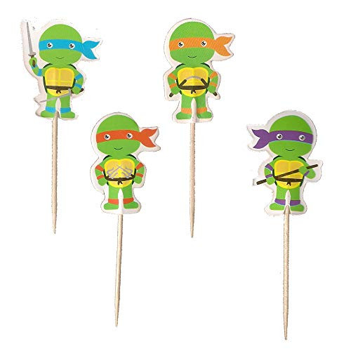 24PCS Teenage Mutant Ninja Turtles Cupcake Toppers For Kids Birthday Party Cake Decorations