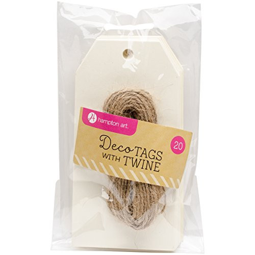 Hampton Art Paper Tags W Twine 2 12 X4 25  20 Pkg Ivory  Off White