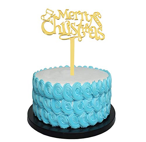 Merry Christmas Topper cake Topper  Acrylic Merry Xmas Happy New Year Party Decoration Gold