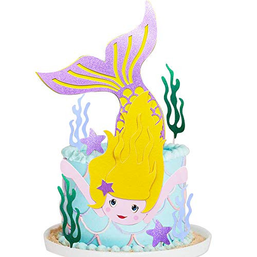 Sunsor Mermaid Cake Toppers Smash Cake Decoration Supplies for Baby Birthday Party Supplies