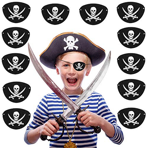 Joy Bang Pirate Eye Patch Black Felt Eye Patches Caribbean Captain Eye Patch for Halloween Pirate Theme Party Favors Pirate Costume Prop for Kids Teens Adult