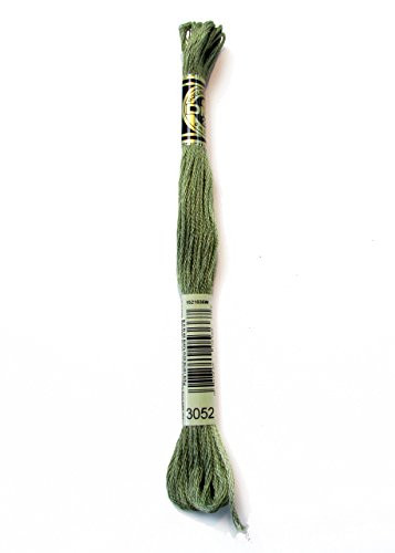 DMC 117 3052 Six Strand Embroidery Cotton Floss  Medium Green Grey  8 7 Yard