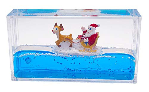 Universal Specialties Liquid Wave Paperweight Desk Toy  Santa Claus   Rudolph