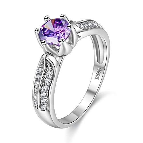 Uloveido Women Charm Anniversary Jewelry Rings Platinum Plated Purple CZ Stone Wedding Rings for Bridal Women Girlfriend with Cubic Zirconia Crystal Size 7 Y027 Uloveido Women Charm Anniversary Jewelry Rings Platinum Plated Purple CZ Stone Wedding Rings for Bridal Women Girlfriend with Cubic Zirconia Crystal Size 7 Y027