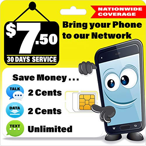 7 50 SIM Card   2 Cents Talk Data with Unlimited Text for 30 Days Service Nationwide Coverage