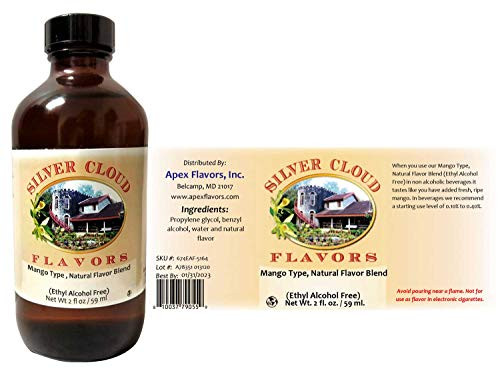 Mango Type  Natural Flavor Blend    Ethyl Alcohol Free    2 fl  oz  glass bottle