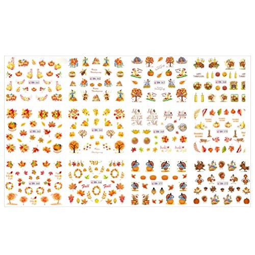 Lurrose 5 Sheets Fall Nail Art Tattoo Stickers Maple Leaf Nail Decals Turkey Pumpkin Water Transfer Self Adhesive Stickers Harvest Manicures Thanksgiving Day for Girls Woman Lurrose 5 Sheets Fall Nail Art Tattoo Stickers Maple Leaf Nail Decals Turkey Pumpkin Water Transfer Self Adhesive Stickers Harvest Manicures Thanksgiving Day for Girls Woman