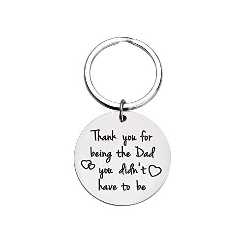 Fathers Day Gift for Step Dad Father Birthday Gift Keychain Step Daddy Papa Wedding Gift Father Bride Groom from Daughter Son Kids Father in Law Thank You for Being My Dad Men Key Ring