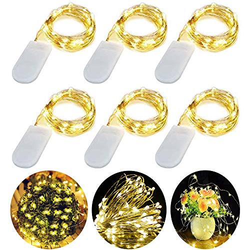 Led Fairy Lights Battery Operated Firefly Starry String Lights Warm White 6.6ft 20Leds Mini Moon Copper Wire Waterproof String Lights for DIY Wedding Centerpiece, Table Decorations (6 Set) Led Fairy Lights Battery Operated Firefly Starry String Lights Warm White 6.6ft 20Leds Mini Moon Copper Wire Waterproof String Lights for DIY Wedding Centerpiece, Table Decorations (6 Set)