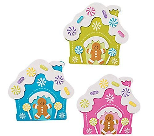 Bright Gingerbread House Magnet Christmas Craft Kits - Pack of 12 Kits