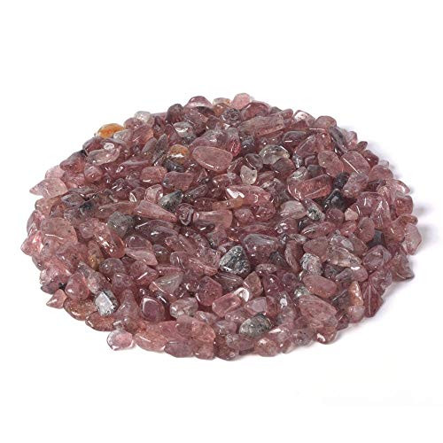 JUST IN STONES Natural Strawberry Quartz Polished Chips Crushed Tumbled Stone Crystal Healing Embellishments 100 Grams