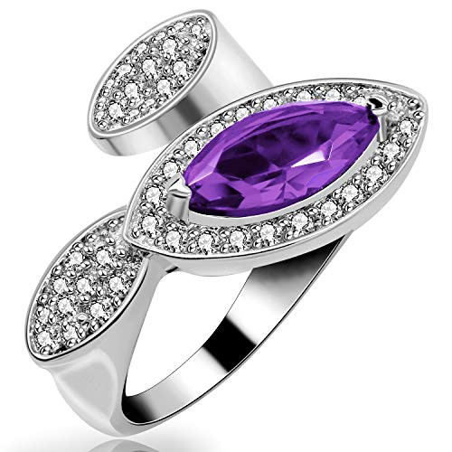 Uloveido White Gold Plated Oval Cut Purple Crystal Wedding Engagement Anniversary Ring Cubic Zirconia Promise Rings for Women Girl Purple Size 7 J318 Uloveido White Gold Plated Oval Cut Purple Crystal Wedding Engagement Anniversary Ring Cubic Zirconia Promise Rings for Women Girl Purple Size 7 J318