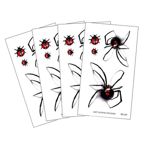 TOYANDONA 4PCS Spider Tattoo Temporary  Halloween Waterproof Spider Sticker Realistic Spider Tattoo Sticker for Kids Adult Party Supplies