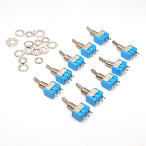 Willwin 10 Piece Mts 103 SPDT ON Off ON 3 Pin Latching Miniature Toggle Switch AC120V 5A